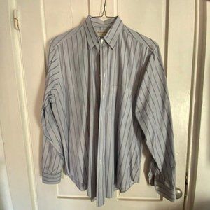 Kriziauomo Mens Shirt Blue Striped Dress Long Sleeve Size S Vintage Italy